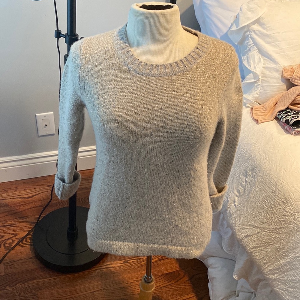 J Crew lambs wool metallic crew neck sweater